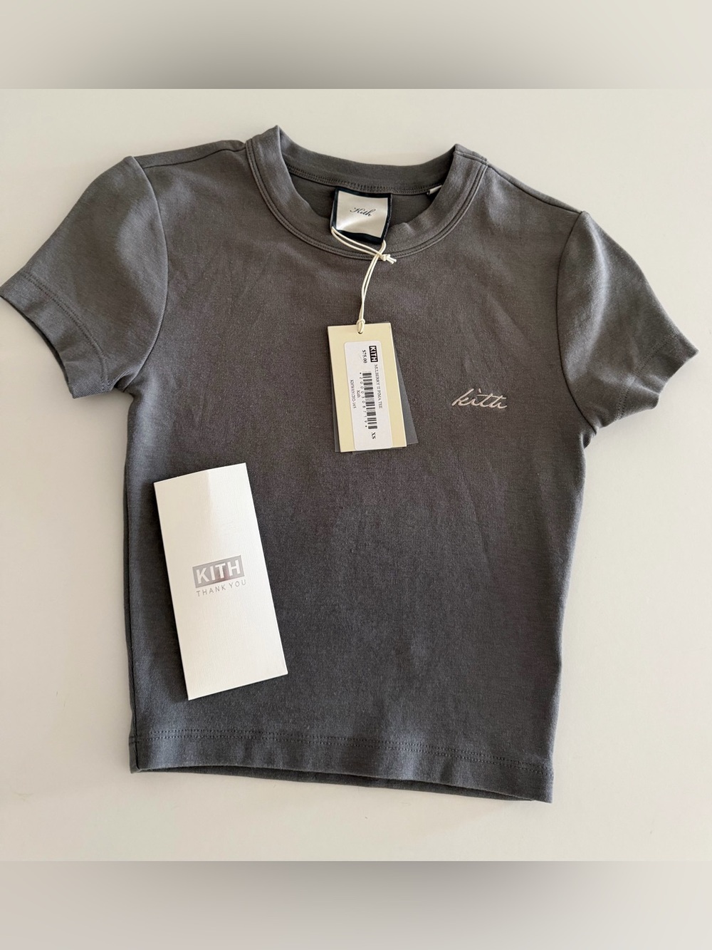 Kith Gray Script Logo Short-Sleeve Tee